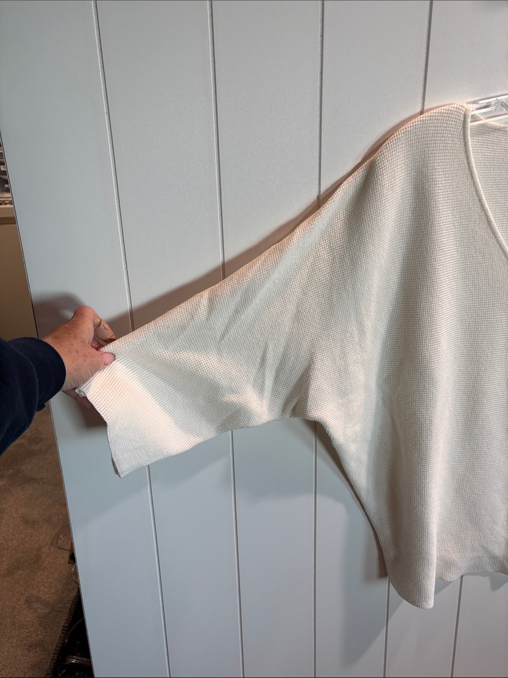 3 FOR $30!! Bundle! Cyrus waffle dolman 3/4 sleeve v neck cream color stretch - Picture 3 of 7